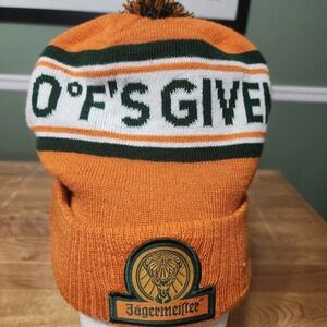 Jägermeister Knit Beanie Hat Cap Zero ° F's Given Orange Green White Pom Gift
